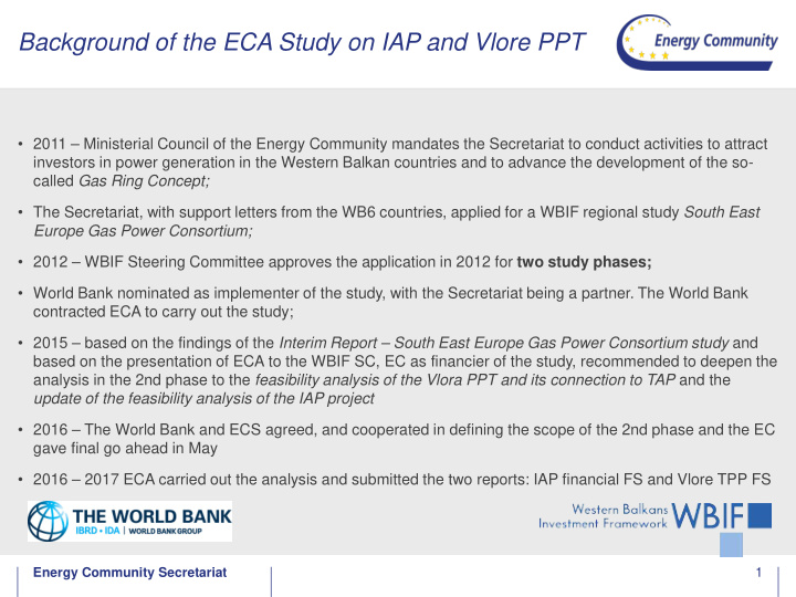 background of the eca study on iap and vlore ppt