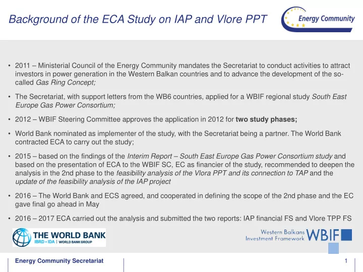 background of the eca study on iap and vlore ppt