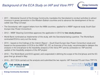 Background of the ECA Study on IAP and Vlore PPT   2011  Ministerial Council of the Energy