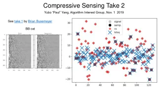 Compressive Sensing Take 2 Yubo Paul Yang, Algorithm Interest Group, Nov. 1  2019  See take 1