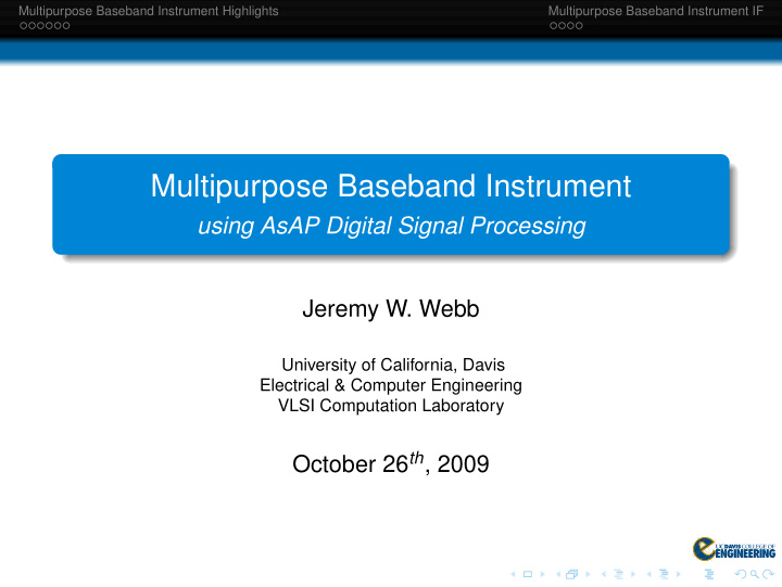 multipurpose baseband instrument