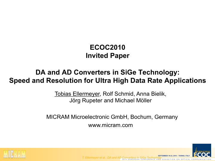 ecoc2010 invited paper da and ad converters in sige