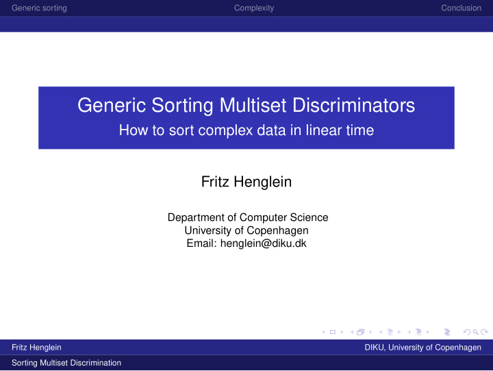generic sorting multiset discriminators