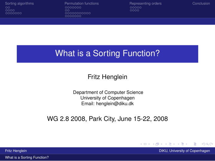 what is a sorting function