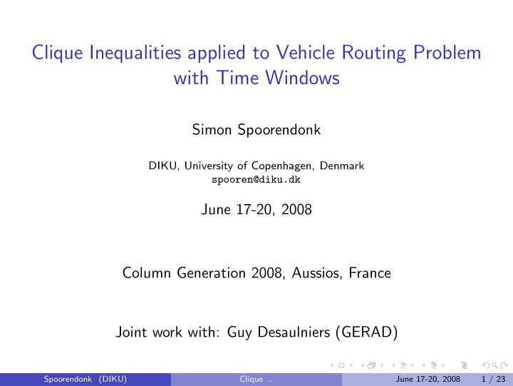 clique inequalities applied to vehicle routing problem