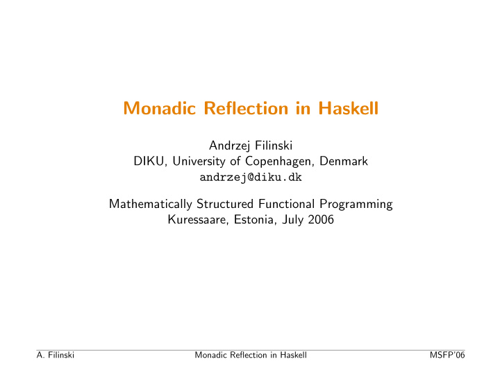 monadic reflection in haskell