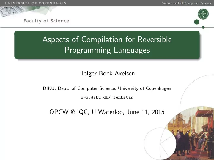 aspects of compilation for reversible programming