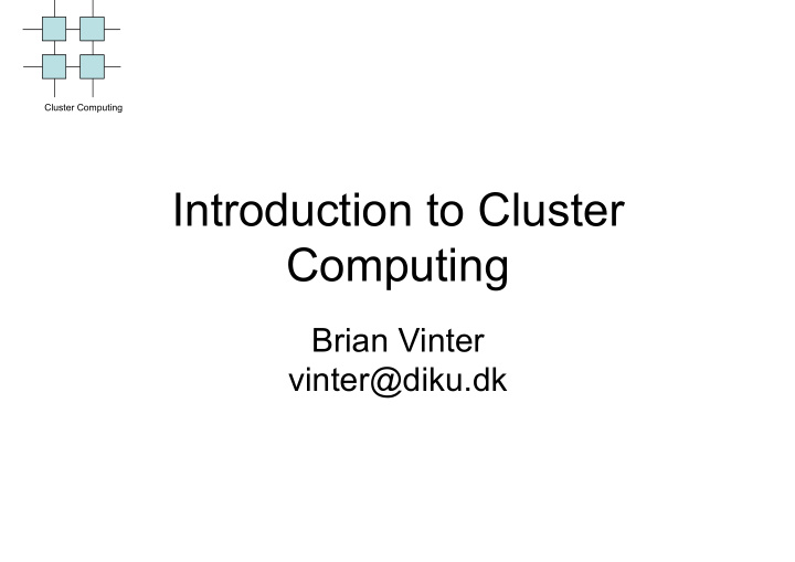 introduction to cluster computing