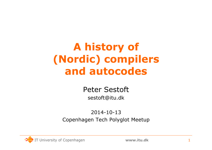 a history of nordic compilers and autocodes