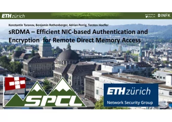 sRDMA  Efficient NICbased Authentication and  Encryption  for Remote Direct Memory Access