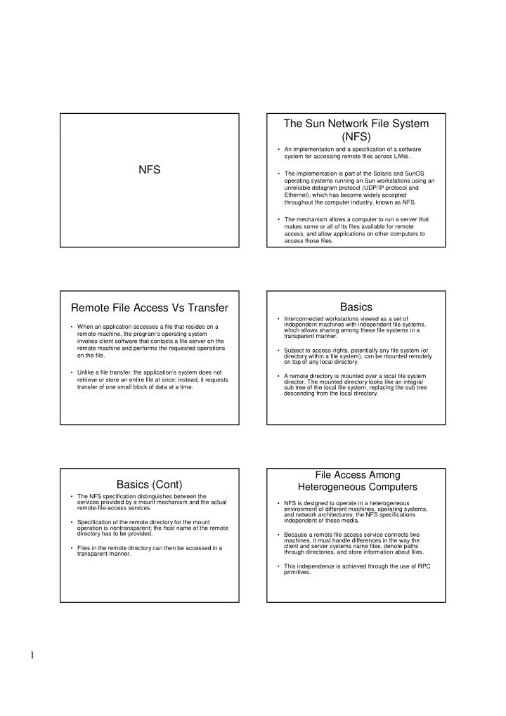 the sun network file system nfs