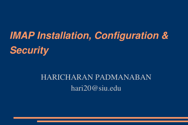 imap installation configuration security