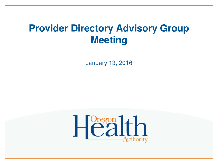 provider directory advisory group meeting