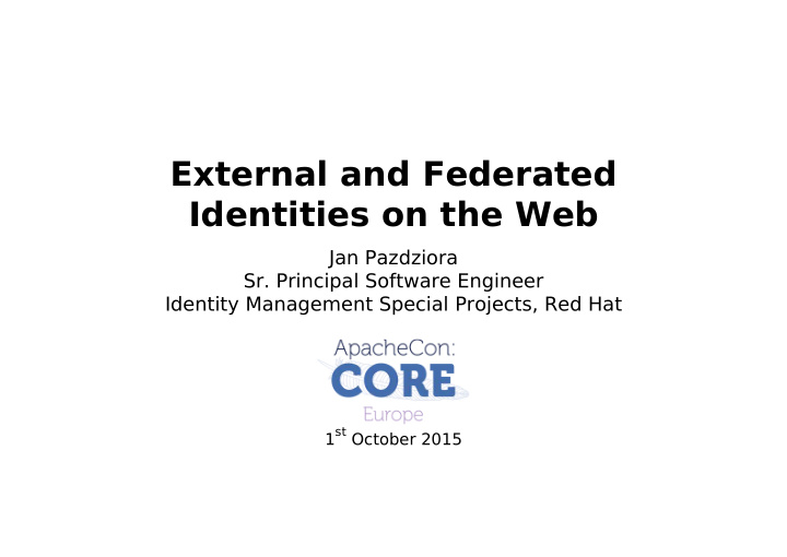 external and federated identities on the web