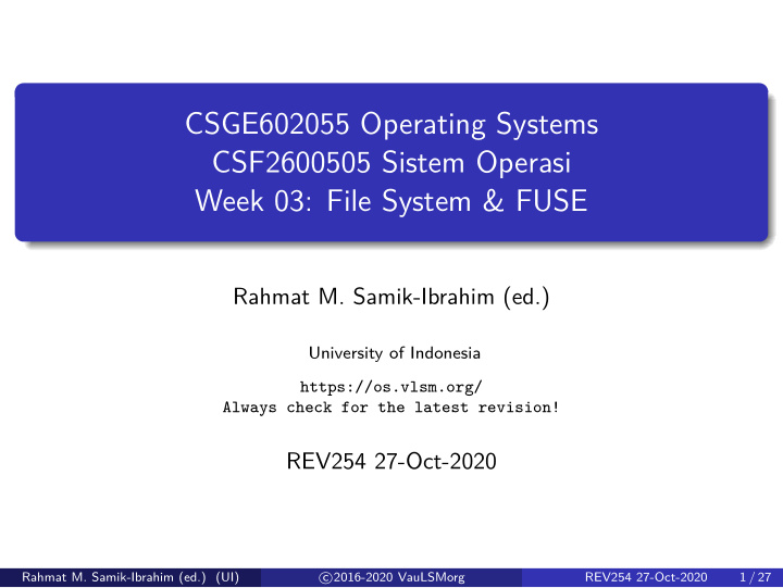 csge602055 operating systems csf2600505 sistem operasi