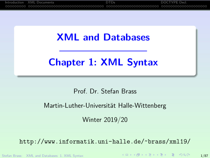 xml and databases chapter 1 xml syntax