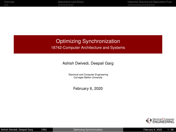 optimizing synchronization