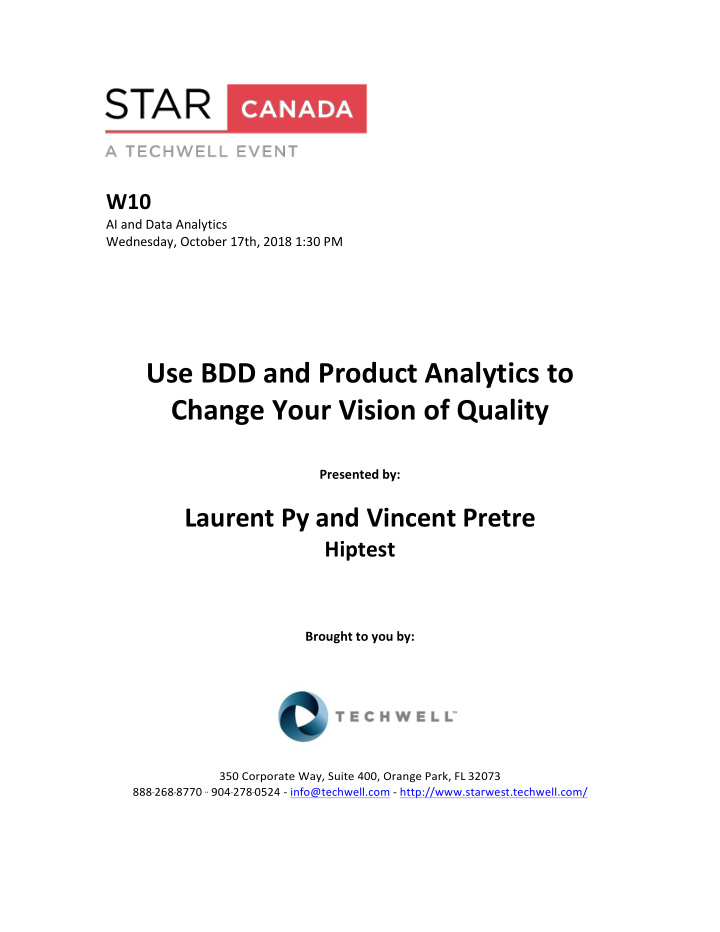 use bdd and product analytics to change your vision of