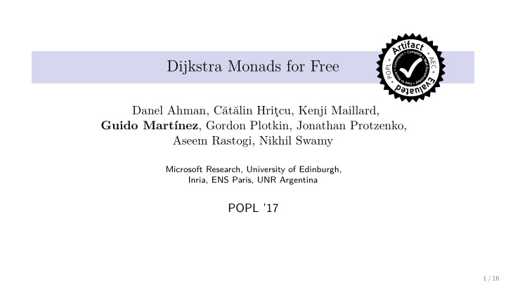 dijkstra monads for free