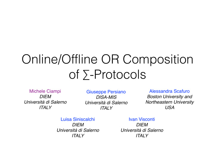 online offline or composition of protocols