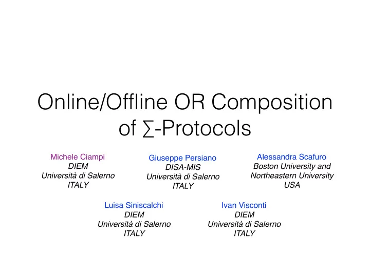 online offline or composition of protocols