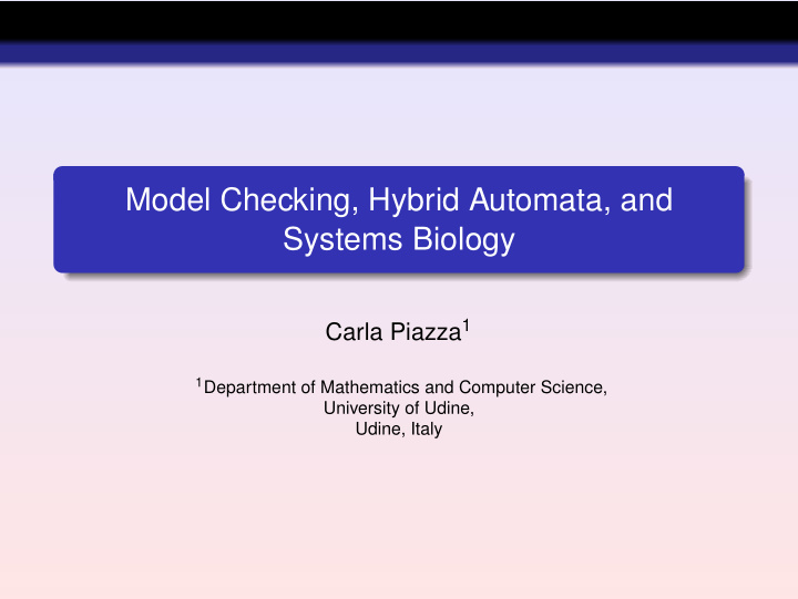 model checking hybrid automata and systems biology