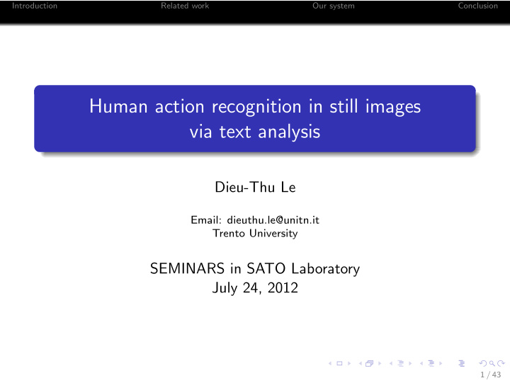 human action recognition in still images via text analysis