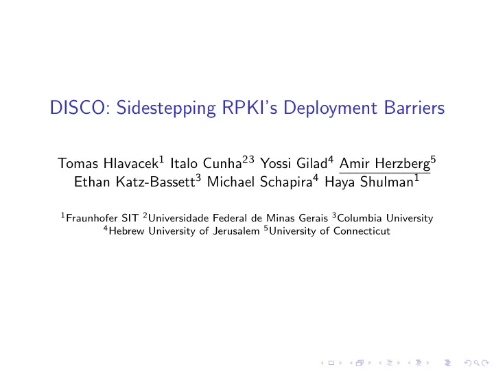 disco sidestepping rpki s deployment barriers