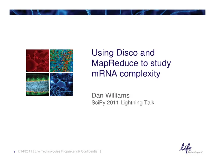 using disco and mapreduce to study mrna complexity