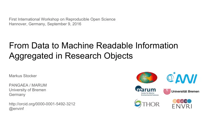 from data to machine readable information aggregated in
