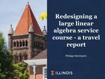Redesigning a  large linear  algebra service  course - a travel  report  Philipp Hieronymi  Philipp