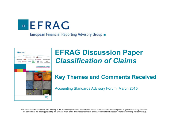 efrag discussion paper classification of claims