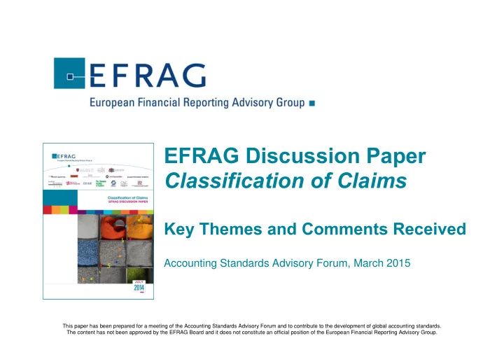 efrag discussion paper classification of claims