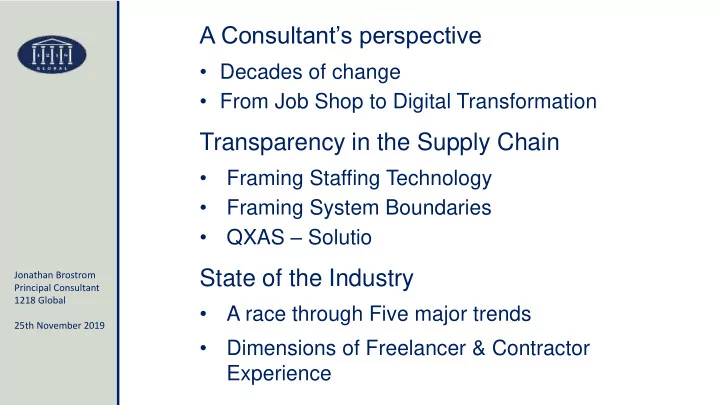 a consultant s perspective