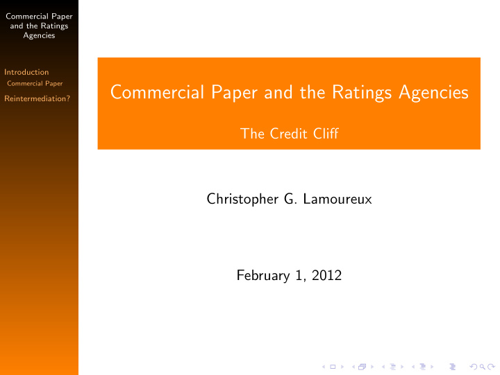 commercial paper and the ratings agencies