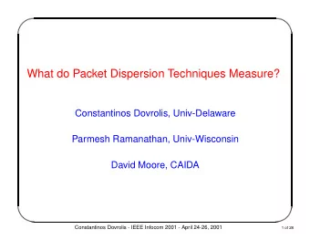 What do Packet Dispersion Techniques Measure?  Constantinos Dovrolis, Univ-Delaware  Parmesh