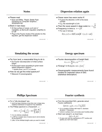 Notes  Dispersion relation again  Please read  Ocean wave has wave vector K  Kass and