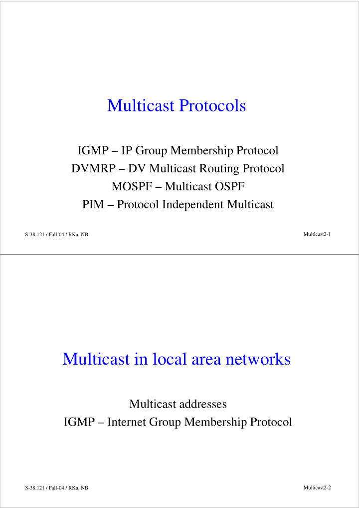 multicast protocols