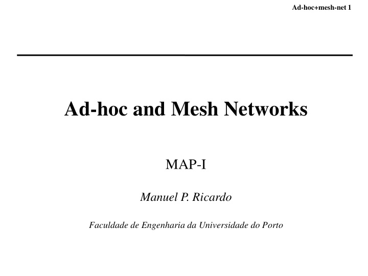 ad hoc and mesh networks