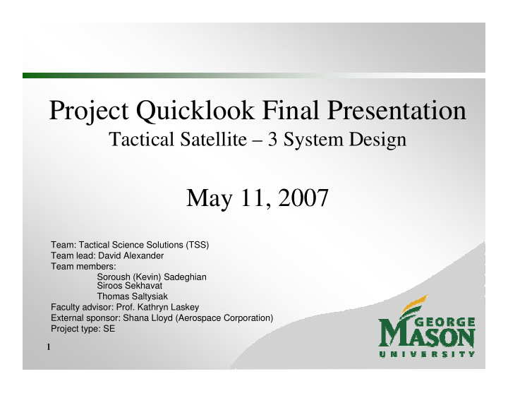 project quicklook final presentation