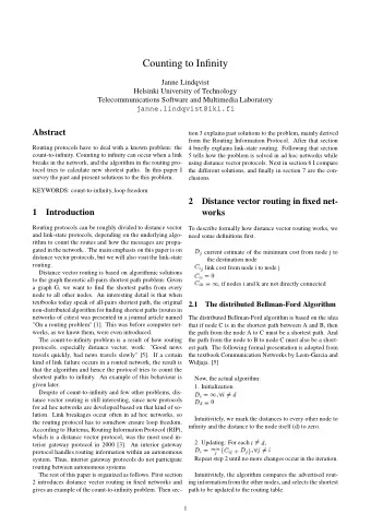 Counting to Infinity  Janne Lindqvist  Helsinki University of Technology  Telecommunications