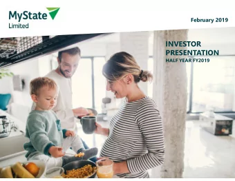 INVESTOR  PRESENTATION  HALF YEAR FY2019  1.  Highlights &amp; strategy  Melos Sulicich - Managing