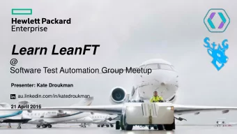 Learn LeanFT  @  Software Test Automation Group Meetup  Presenter: Kate Droukman