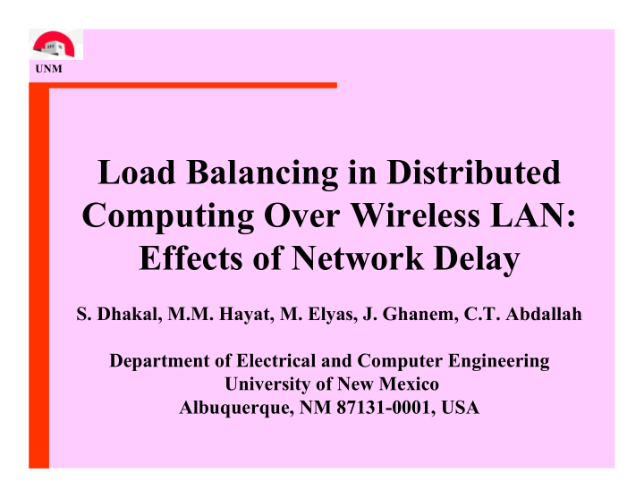 load balancing in distributed computing over wireless lan
