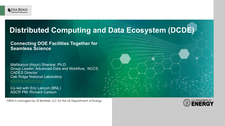 distributed computing and data ecosystem dcde