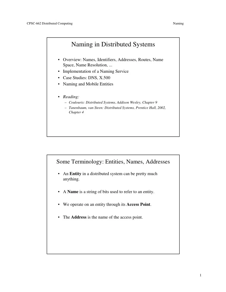 naming in distributed systems