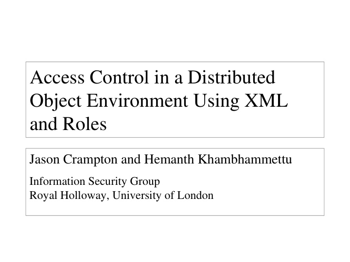 access control in a distributed object environment using