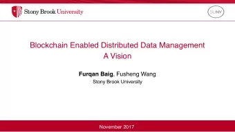 Blockchain Enabled Distributed Data Management  A Vision Furqan Baig , Fusheng Wang  Stony Brook
