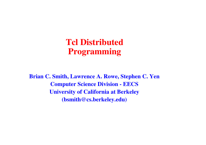 tcl distributed programming