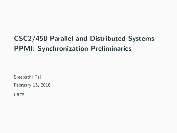 csc2 458 parallel and distributed systems ppmi